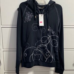 BCBGMaxAzria Black Y2k Zip Up Hoodie